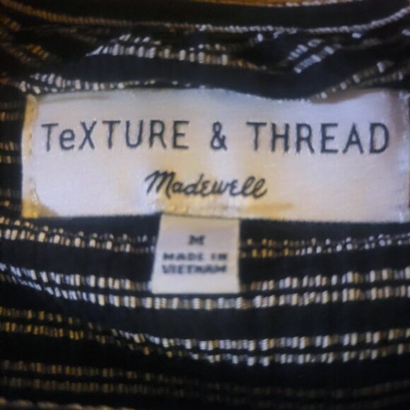 Texture & Thread Madewell - Navy Blue/White Striped Textured Top Size M - Picture 7 of 9